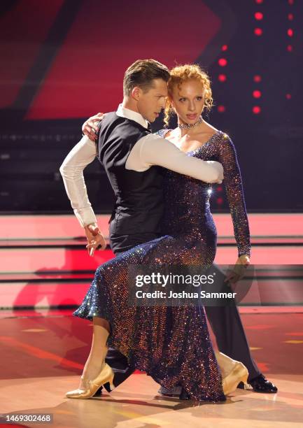 Anna Ermakova and Valentin Lusin perform on stage during the first "Let's Dance" show at MMC Studios on February 24, 2023 in Cologne, Germany.