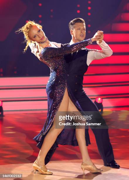 Anna Ermakova and Valentin Lusin perform on stage during the first "Let's Dance" show at MMC Studios on February 24, 2023 in Cologne, Germany.