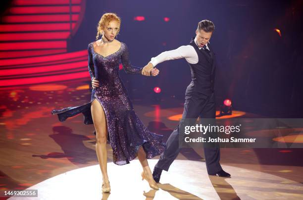 Anna Ermakova and Valentin Lusin perform on stage during the first "Let's Dance" show at MMC Studios on February 24, 2023 in Cologne, Germany.