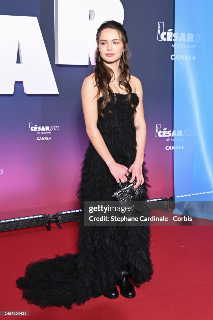 Mallory Wanecque arrives at 48th Cesar Film Awards at L'Olympia on