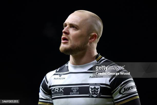 Adam Swift of Hull FC looks on during the Betfred Super League match between Leeds Rhinos and Hull FC at Headingley on February 24, 2023 in Leeds,...