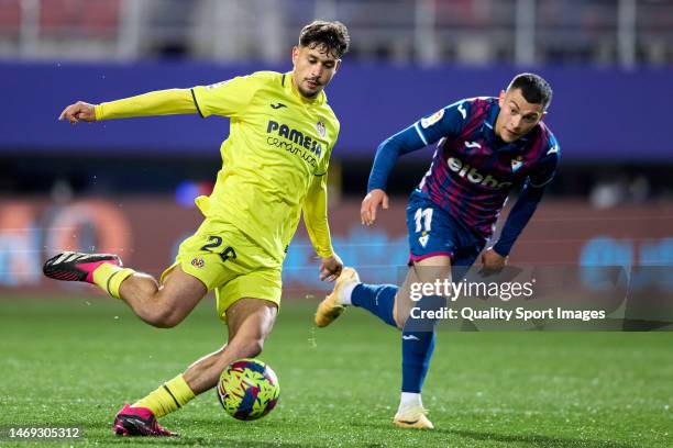 Antonio Pacheco of Villarreal B in action during the LaLiga Smartbank match between SD Eibar and Villarreal B at Estadio Municipal de Ipurua on...
