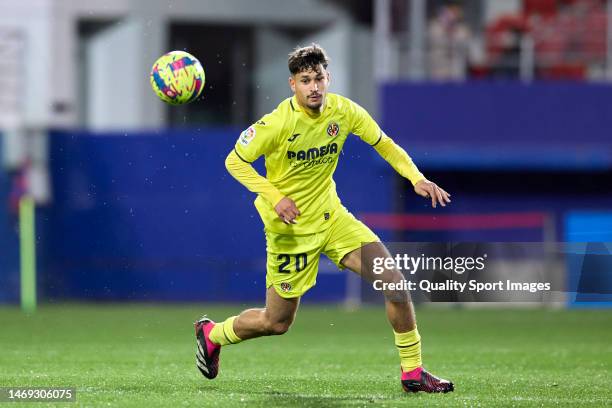 Antonio Pacheco of Villarreal B in action during the LaLiga Smartbank match between SD Eibar and Villarreal B at Estadio Municipal de Ipurua on...