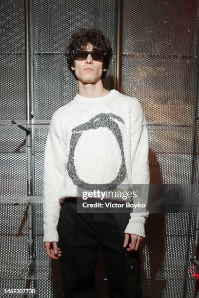 Diego Lazzari attends a party to celebrate the Trussardi F/W23 Collection and AnOther magazine's S/S23 issue during the Milan Fashion Week Womenswear...
