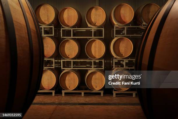 wine wooden barrels - whisky distillery stock pictures, royalty-free photos & images