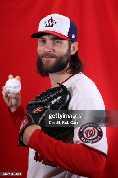 Trevor Williams of the Washington Nationals of the Washington Nationals poses for a portrait during photo days at The Ballpark of the Palm Beaches on...