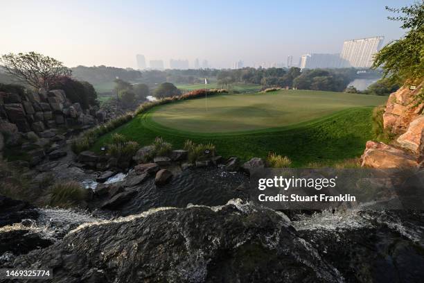 General view of the 17th hole prior to the Hero Indian Open at Dlf Golf and Country Club on February 21, 2023 in India.