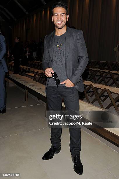 Actor Elias M'Barek attend the Burberry Prorsum show as part of Milan Fashion Week Menswear Spring/Summer 2013 on June 23, 2012 in Milan, Italy.