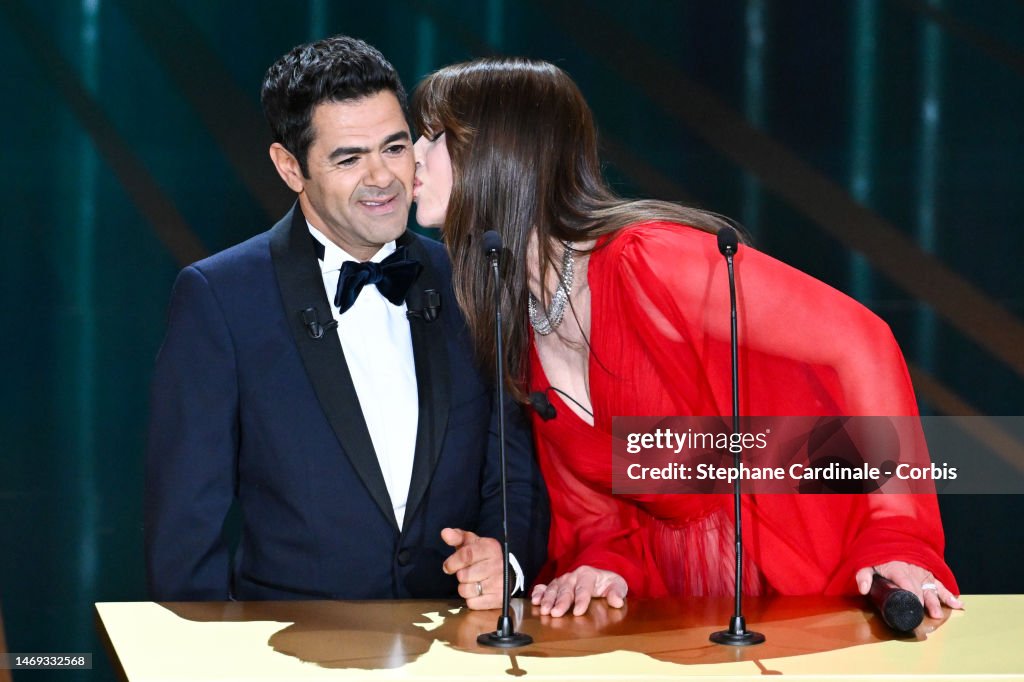 Jamel Debbouze and Monica Bellucci onstage during the 48th Cesar Film