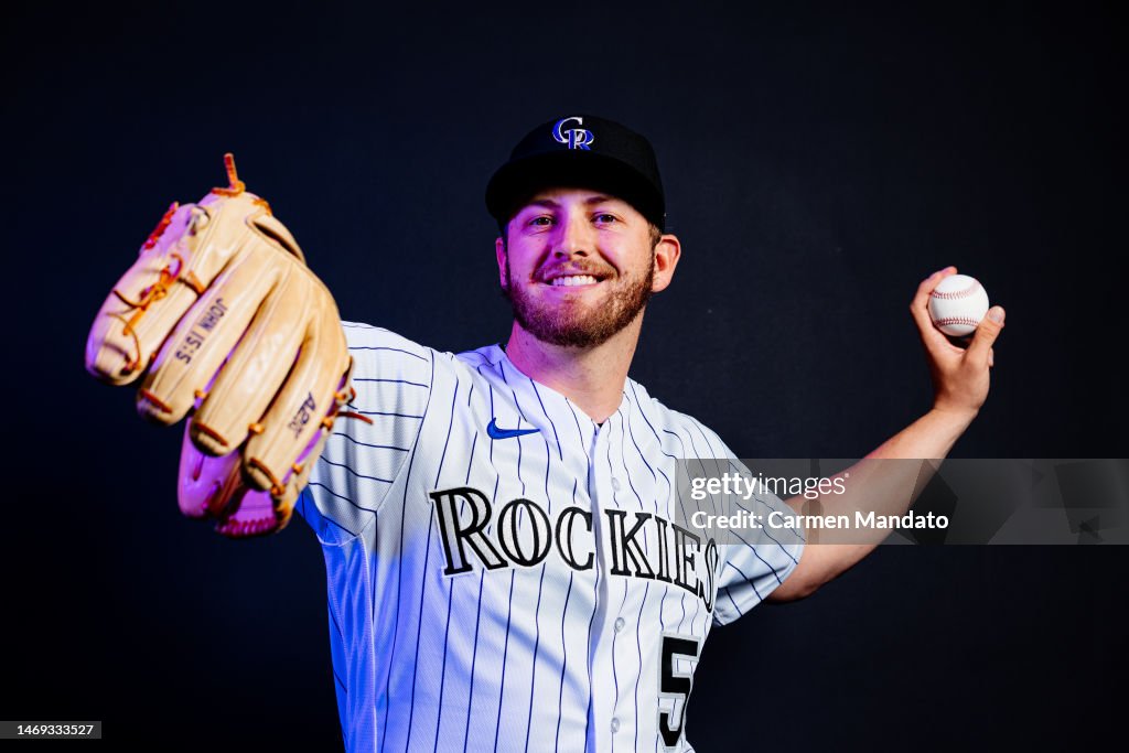 Colors Do Rocks Lucas Gilbreath of the Colorado Rockies poses for a photo during ...