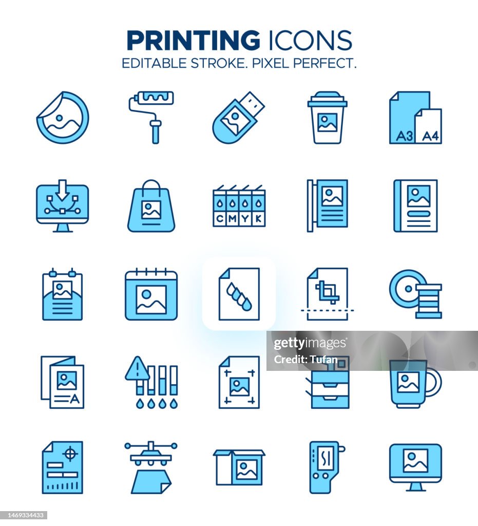 Colorful Printing and Imaging Icons - Commercial Printing Symbols