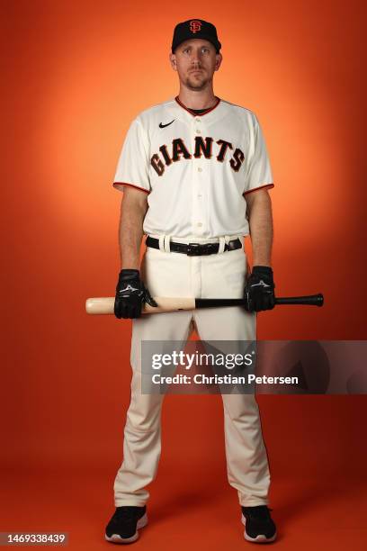 Stephen Piscotty of the San Francisco Giants poses for a portrait during the MLB photo day at Scottsdale Stadium on February 24, 2023 in Scottsdale,...