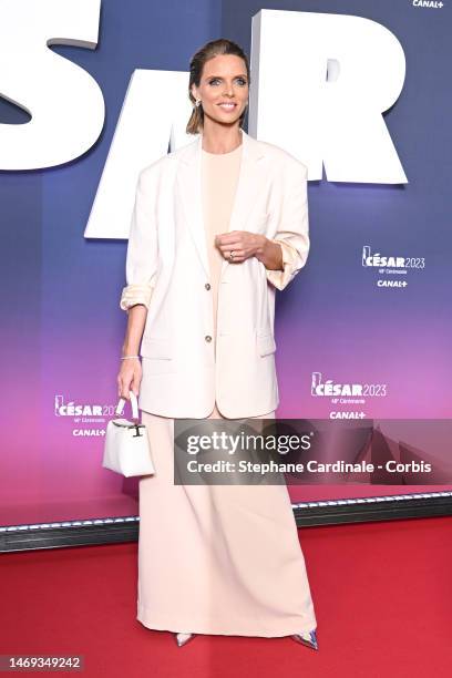 Sylvie Tellier arrives at 48th Cesar Film Awards at L'Olympia on February 24, 2023 in Paris, France.