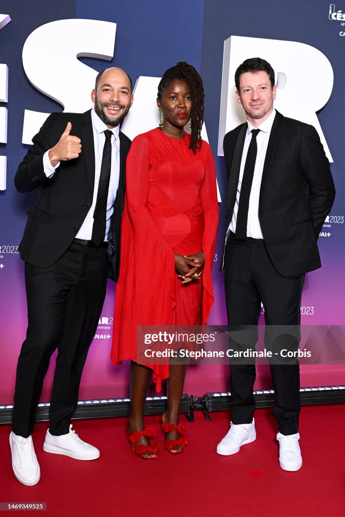 Toufik Ayadi, Alice Diop and Christophe Barral arrive at 48th Cesar