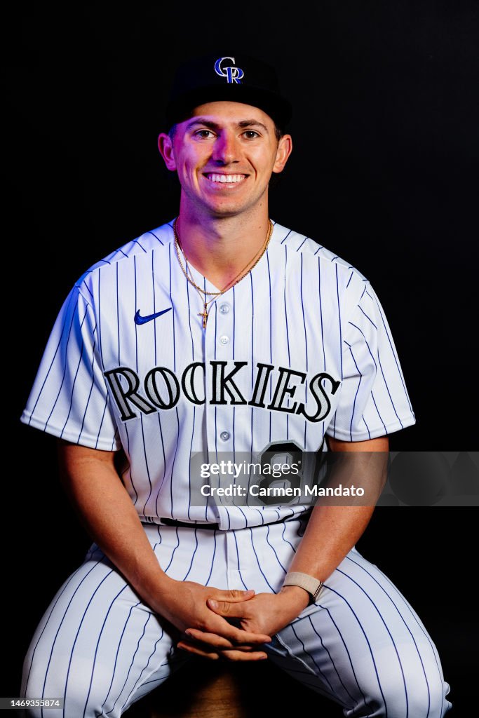 Drew Romo C Drew Romo of the Colorado Rockies poses for a photo during media day ...