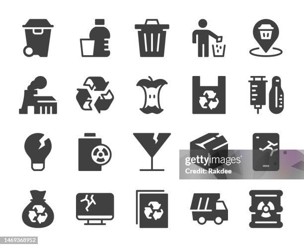 garbage - icons - nuclear waste management stock illustrations