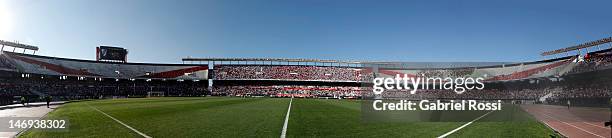 Panoramic view of River Plate stadium, during a match between River Plate and Almirante Brown as part of the 38 round of the Argentine Second...