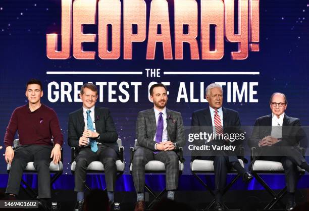 James Holzhauer, Ken Jennings, Brad Rutter, Alex Trebek and Harry Friedman of 'Jeopardy'