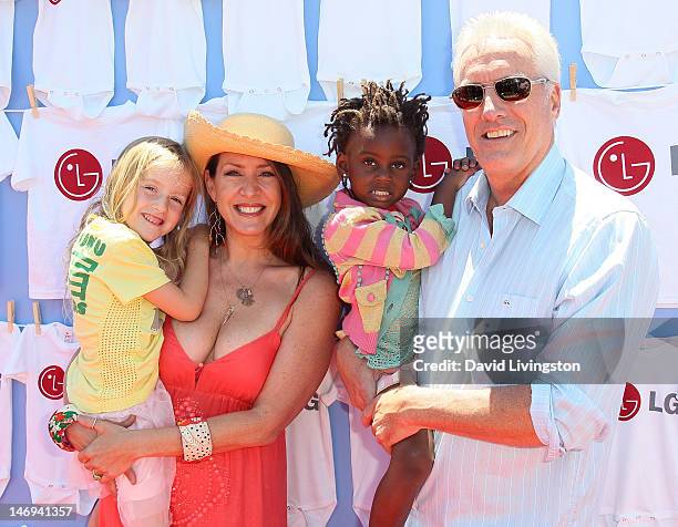 Actress Joely Fisher, husband Christopher Duddy and daughters True Harlow Fisher-Duddy and Olivia Luna Fisher-Duddy attend LG's "20 Magic Minutes: A...