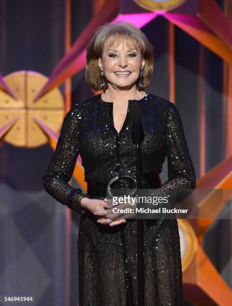 Television personality Barbara Walters speaks onstage during The 39th Annual Daytime Emmy Awards broadcasted on HLN held at The Beverly Hilton Hotel...