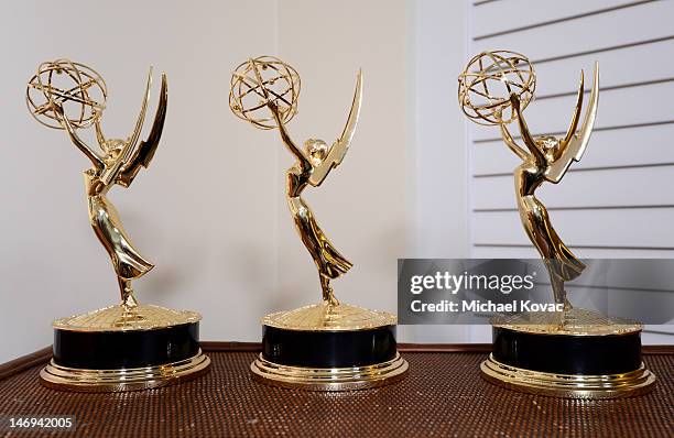 Awards on display during The 39th Annual Daytime Emmy Awards broadcasted on HLN held at The Beverly Hilton Hotel on June 23, 2012 in Beverly Hills,...