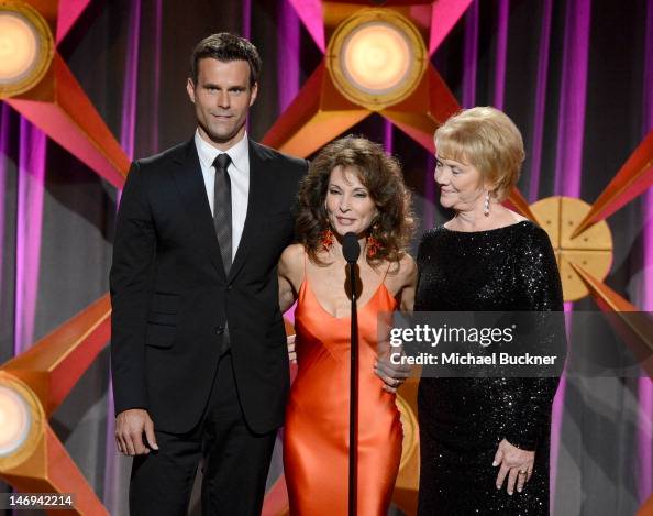 Actors Cameron Mathison, Susan Lucci and Erika Slezak speak onstage ...