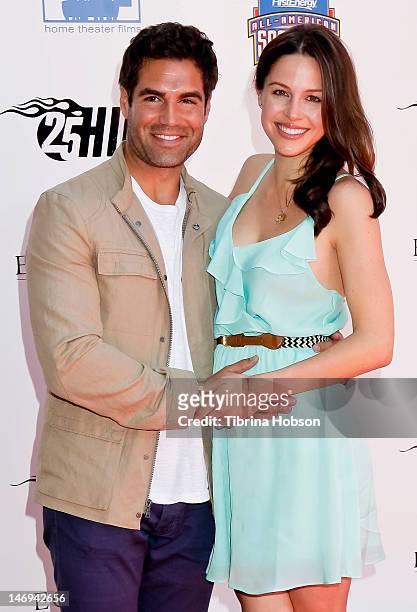 Jordi Vilasuso and Kaitlin Riley attend the '25 Hill' Los Angeles premiere and soap box race at American Cinematheque's Egyptian Theatre on June 23,...