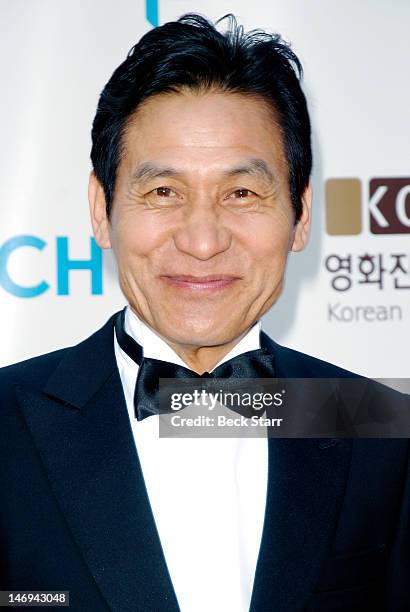 Actor Ahn Sung-Ki arrives at "Look East Korean Film Festival" opening ceremony gala at Grauman's Chinese Theatre on June 23, 2012 in Hollywood,...