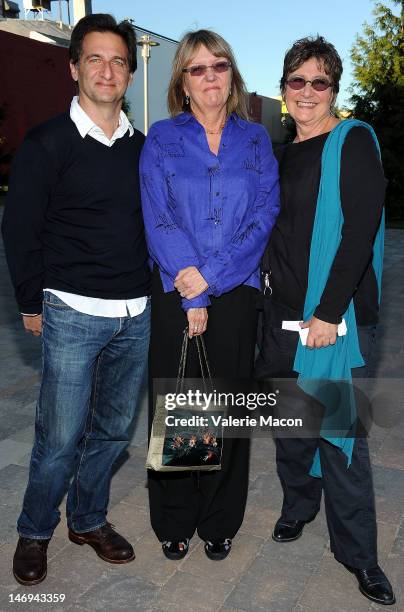 From L to R: Tom Jacobson, Janet Hirshenson and Jane Jenkins attend The Academy Of Motion Picture Arts And Sciences "Oscars Outdoors" Screening Of...