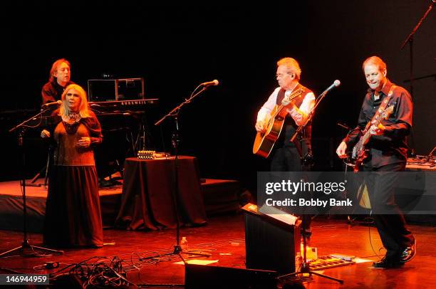 Annie Haslam, Michael Dunford, Jason Hart, Dave Keyes, Frank Pagano and Rave Tasar of Renaissance perform during NearFest 2012 at the Zoellner Arts...