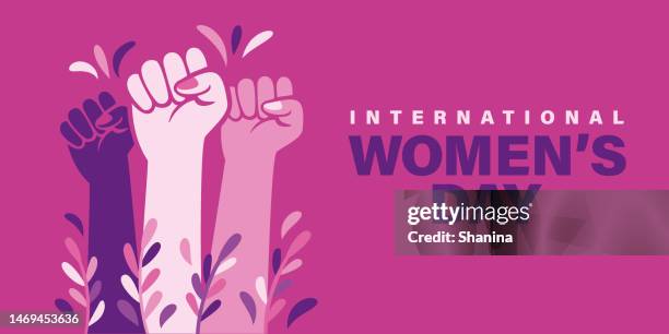 fist up - international women's day - encouragement icon stock illustrations