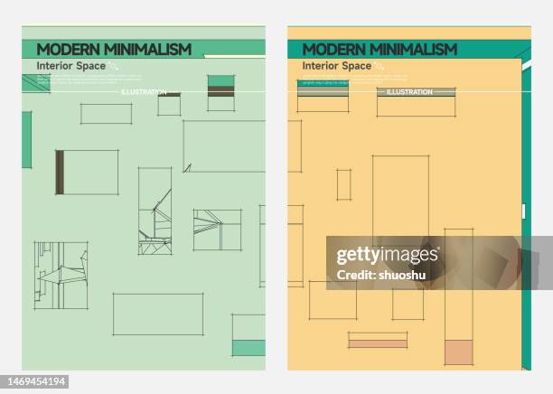 3d modern minimalism interior structure geometric shape poster collection - 3d render exhibition stand stock illustrations