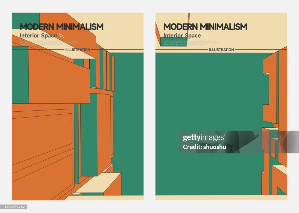Modern Minimalism Interior Space Structure Poster Collection Cabinet ...