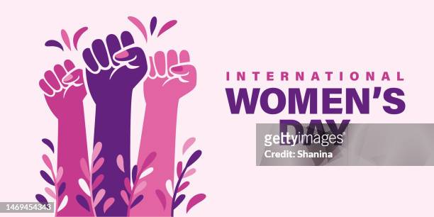 fist up - internationaler frauentag - leichter hintergrund - international womens day stock-grafiken, -clipart, -cartoons und -symbole