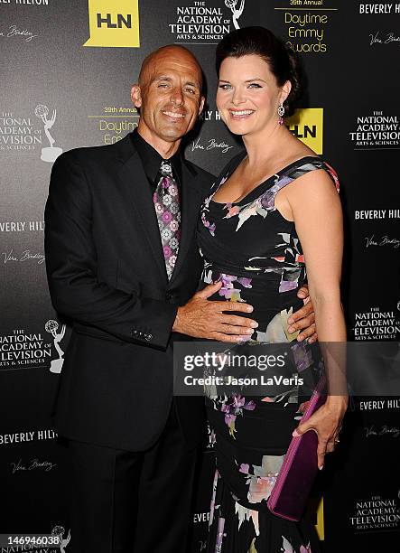 Actress Heather Tom and husband James Achor attends the 39th annual Daytime Emmy Awards at The Beverly Hilton Hotel on June 23, 2012 in Beverly...