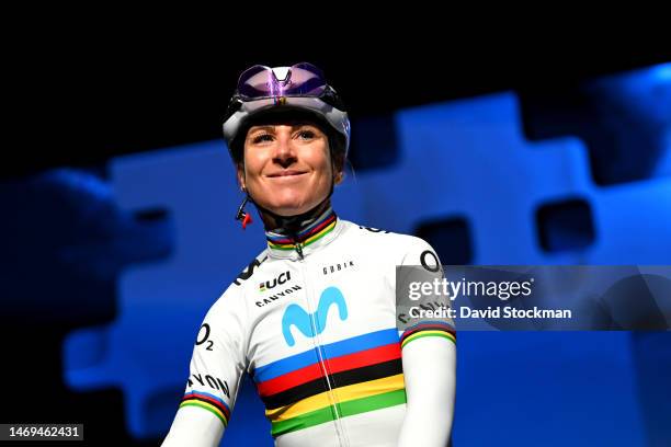 Annemie Van Vleuten of The Netherlands and Movistar Team prior to the 18th Omloop Het Nieuwsblad Elite 2023, Women's Elite a 132.2km one day race...