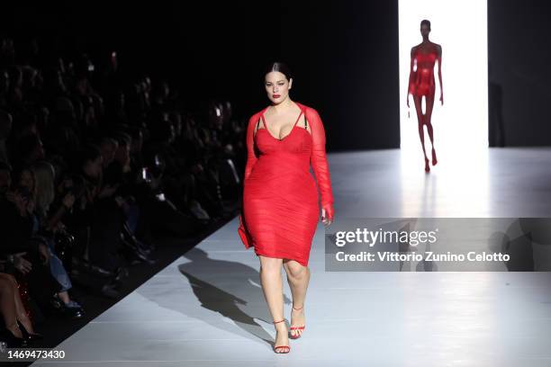 Ashley Graham walks the runway at the Dolce & Gabbana fashion show during the Milan Fashion Week Womenswear Fall/Winter 2023/2024 on February 25,...