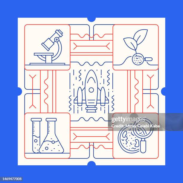 science line icon set und banner design - enciclopedia stock-grafiken, -clipart, -cartoons und -symbole