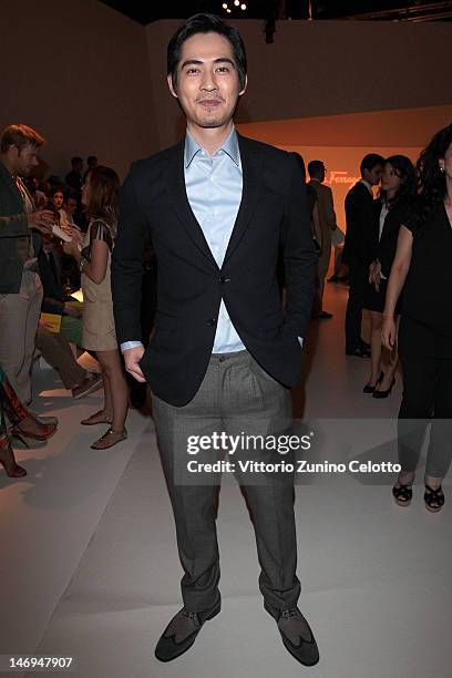 Vic Chou attends the Salvatore Ferragamo show as part of Milan Fashion Week Menswear Spring/Summer 2013 on June 24, 2012 in Milan, Italy.