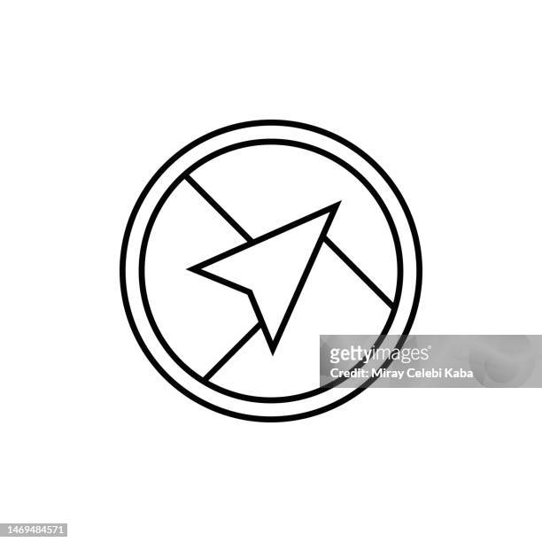 navigation arrow line icon - drawing compass stock illustrations