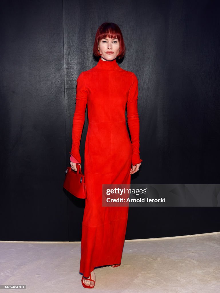 Julia Hobbs is seen on the front row of the Ferragamo fashion show