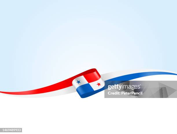 panama flag ribbon. panamanian flag long banner on background. template. space for copy. vector stock illustration - panama flag stock illustrations
