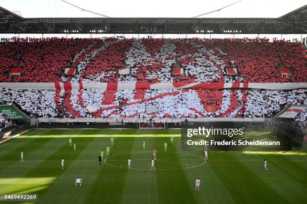 General view inside the stadium during the Bundesliga match between 1. FC Koeln and VfL Wolfsburg at RheinEnergieStadion on February 25, 2023 in...