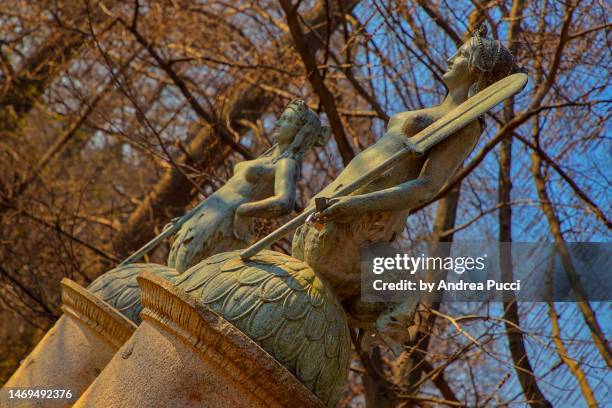 bridge of mermaids, parco sempione, milan, lombardy, italy - parco sempione milano stockfoto's en -beelden