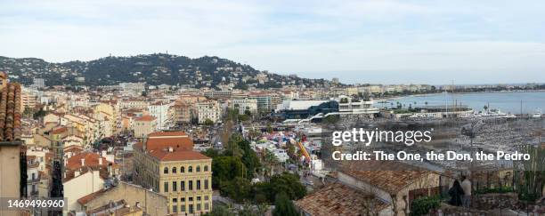 cannes town and harbour - cannes aerial stock pictures, royalty-free photos & images