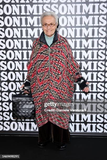 Rosita Missoni is seen on the front row of the Missoni fashion show during the Milan Fashion Week Womenswear Fall/Winter 2023/2024 on February 25,...