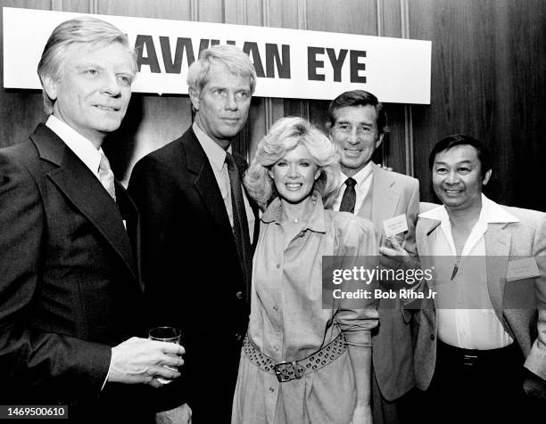 'Hawaiian Eye' cast members Grant Williams, Troy Donahue, Connie Stevens, Anthony Eisley and Poncie Ponce joined other television stars from 1960's...