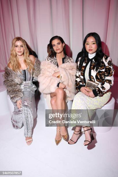 Alejandra Onieva, Sara Sampaio and Lana Condor are seen on the front row of the Missoni fashion show during the Milan Fashion Week Womenswear...