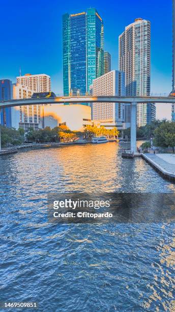 brickell miami river skyline - miami river florida stock pictures, royalty-free photos & images