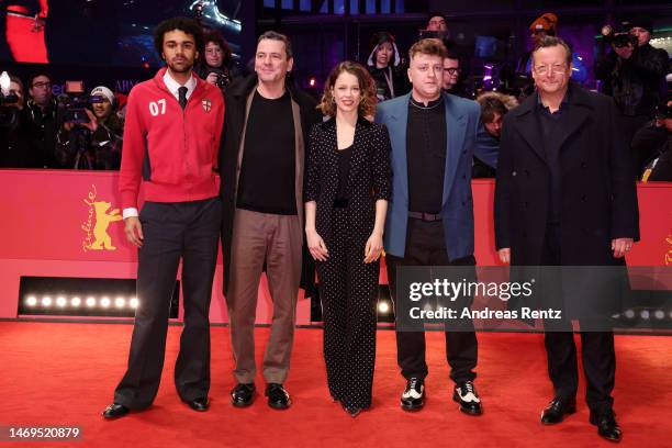 Langston Uibel, director and screenwriter Christian Petzold, Paula Beer, Thomas Schubert and Matthias Brandt arrive for the closing ceremony of the...